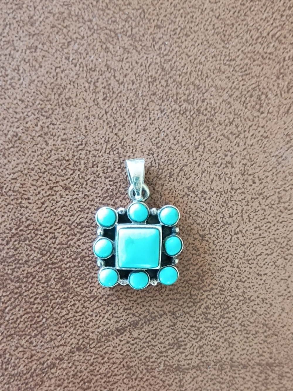 Vintage Turquoise Square & Dot Pendant